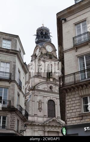 Nantes, Frankreich: 22. Februar 2020: Eglise Sainte-Croix de Nantes Stockfoto