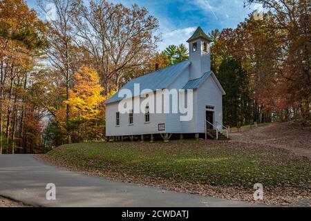 Missionary Baptist Church in Cades Cove im Great Smoky Mountains National Park, Tennessee Stockfoto