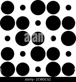 5x5 Kreise Punkte Variation Design. Gepunktete Flecken, Sommersprossen. Kreise Gitter und Netz Stock Vektor