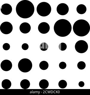 5x5 Kreise Punkte Variation Design. Gepunktete Flecken, Sommersprossen. Kreise Gitter und Netz Stock Vektor