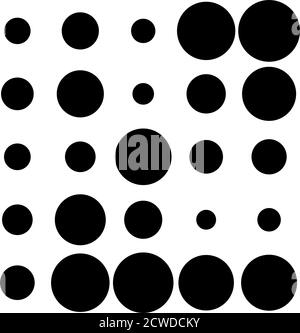 5x5 Kreise Punkte Variation Design. Gepunktete Flecken, Sommersprossen. Kreise Gitter und Netz Stock Vektor
