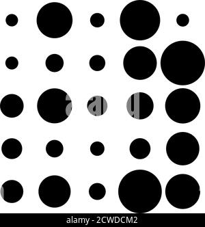 5x5 Kreise Punkte Variation Design. Gepunktete Flecken, Sommersprossen. Kreise Gitter und Netz Stock Vektor