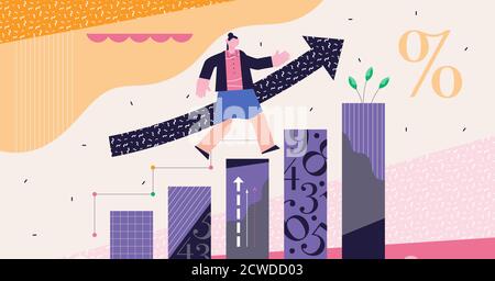 Wachstum Moderne abstrakte Konzept Vektor Illustration. Erhöhte wirtschaftliche prozentuale Messung des realen Bruttoinlandsprodukts. Erfolgreiches Geschäft Stock Vektor