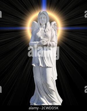 Denkmal ein Engel auf einem Hintergrund von mystischem Licht Stockfoto