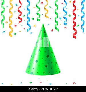Party Hut und Streamer und Konfetti Stock Vektor