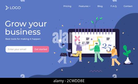 Planung moderne abstrakte Konzept Vektor Illustration Landing Page Template Design. Personen Business Zeitplan Kalender organisieren. Zeitmanagement für Stock Vektor