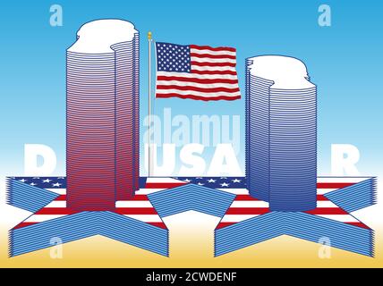 Präsidentschaftswahlen, Kandidaten Porträt Silhouette Illustration mit US-Flagge, Vektorbild Stock Vektor