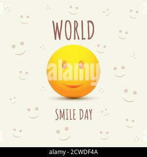 World Smile Day, lächelndes Emoji, niedliches Smiley-Gesicht Emoticon Poster, Vektor-Illustration Stock Vektor