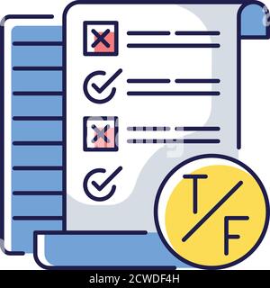 True False Test RGB-Farbsymbol Stock Vektor