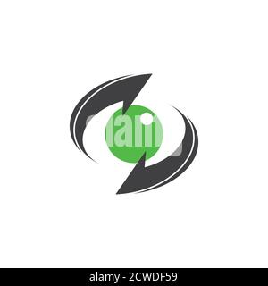 Globale grüne Erde Kreis Rotation Pfeile Marke Logo Vektor Stock Vektor