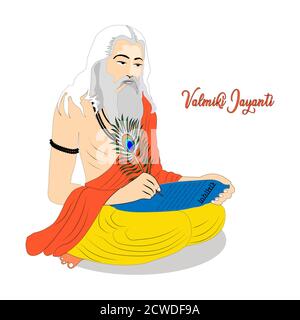 Ramanya Text in hindi geschrieben, was Episches Buch von ramayana bedeutet. Vektor-Illustration von Valmiki Jayanti, EINEM mythologischen Volk von Ramayana. Banner oder Po Stock Vektor