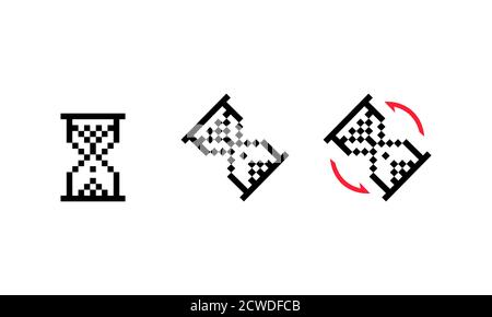 Hourglass Icon Set in schwarz. Vektor auf isoliertem weißem Hintergrund. EPS 10 Stock Vektor
