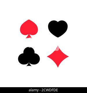 Kartenfarbe. Spielkarten. Kasino. Poker. Vektor auf isoliertem weißem Hintergrund. EPS 10 Stock Vektor