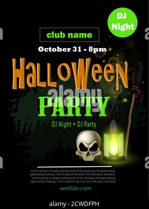 Halloween Party Flyer auf schwarzem Vektor Stock Vektor