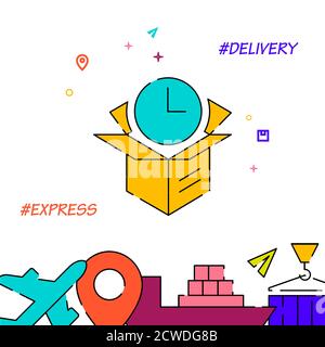 Express-Lieferung gefüllt Linie Vektor-Symbol, einfache Illustration, Fracht und Versand im Zusammenhang mit unteren Rand. Stock Vektor