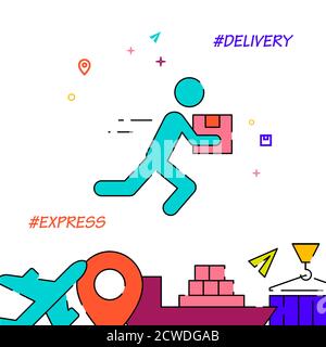 Express-Lieferservice gefüllt Linie Vektor-Symbol, einfache Illustration, Fracht-und Versand im Zusammenhang mit unteren Rand. Stock Vektor