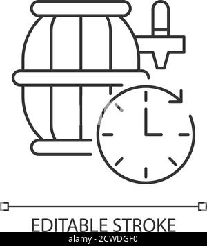 Fass gealtertes Bier Pixel perfekte lineare Symbol Stock Vektor