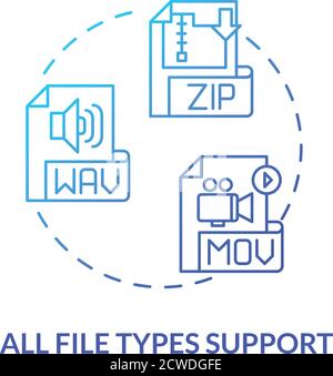 Alle Dateitypen unterstützen Konzept Symbol Stock Vektor