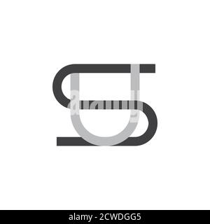 Buchstabe su verlinkte Linie flaches Logo Vektor Stock Vektor