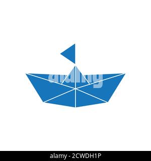 Einfache Papier Handwerk geometrische Schiff Boot Symbol Logo Vektor Stock Vektor