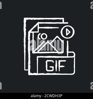GIF-Datei Kreide weißes Symbol auf schwarzem Hintergrund Stock Vektor