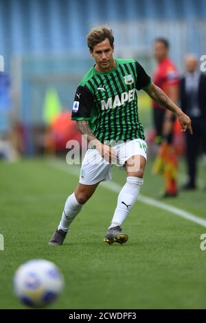 Federico Ricci (Sassuolo) während des italienischen Serie A' Match zwischen Spezia 1-4 Sassuolo im Dino Manuzzi Stadium am 27. September 2020 in Cesena, Italien. Foto von Maurizio Borsari/AFLO] Stockfoto