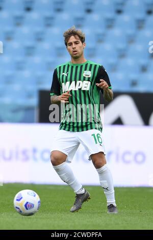 Federico Ricci (Sassuolo) während des italienischen Serie A' Match zwischen Spezia 1-4 Sassuolo im Dino Manuzzi Stadium am 27. September 2020 in Cesena, Italien. Foto von Maurizio Borsari/AFLO] Stockfoto