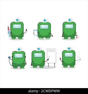 Arzt Beruf Emoticon mit unter uns grünen Zeichentrickfigur Stock Vektor