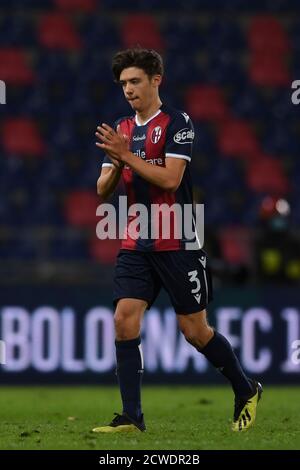 Aaron Hickey (Bologna) während der italienischen Serie A' Match zwischen Bologna 4-1 Parma im Renato Dall Ara Stadium am 28. September 2020 in Bologna, Italien. Foto von Maurizio Borsari/AFLO Stockfoto