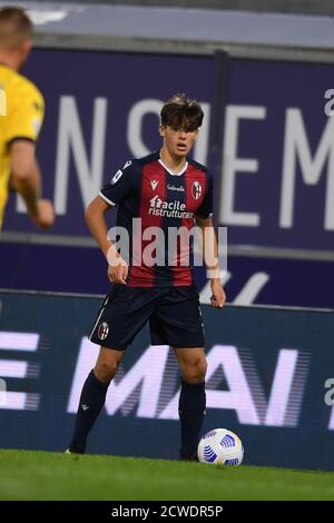 Aaron Hickey (Bologna) während der italienischen Serie A' Match zwischen Bologna 4-1 Parma im Renato Dall Ara Stadium am 28. September 2020 in Bologna, Italien. Foto von Maurizio Borsari/AFLO Stockfoto
