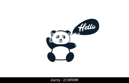 Illustration niedlich Cartoon Panda winken Hand Lächeln Logo Symbol Vektor Stock Vektor