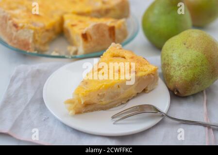 Süße hausgemachte Vanillebirne Pie Stockfoto