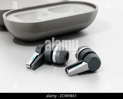 Allgemeiner bluetooth-Kopfhörer, weiß isoliert. 3D-Illustration. Stockfoto