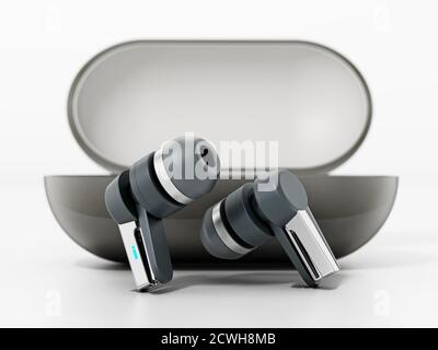 Allgemeiner bluetooth-Kopfhörer, weiß isoliert. 3D-Illustration. Stockfoto