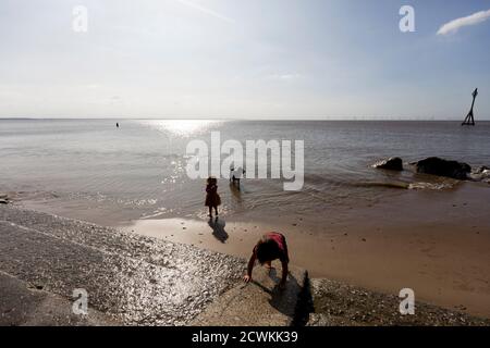 Crosby Beach , Teil der Küste von Merseyside nördlich von Liverpool im Metropolitan Borough of Sefton, England. Stockfoto