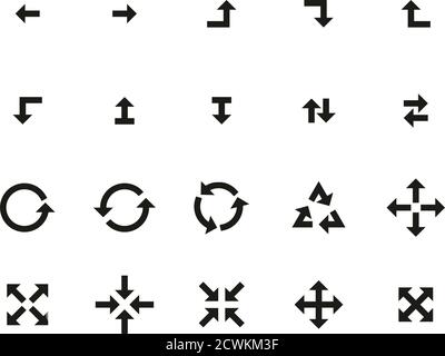 Pfeile oder Navigation Symbole Black & White Set groß Stock Vektor