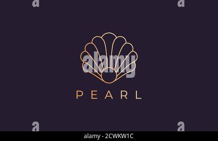 pearl Shell Logo Vorlage mit Luxus und elegante Form Stock Vektor