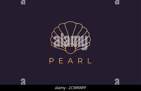 Luxuriöse und elegante goldene Perlmutt-Logo-Vorlage Stock Vektor