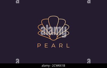 Luxuriöse und elegante goldene Perlmutt-Logo-Vorlage Stock Vektor