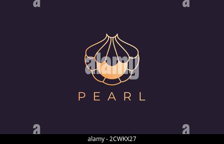 Luxuriöse und elegante goldene Perlmutt-Logo-Vorlage Stock Vektor