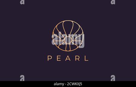 Luxuriöse und elegante goldene Perlmutt-Logo-Vorlage Stock Vektor