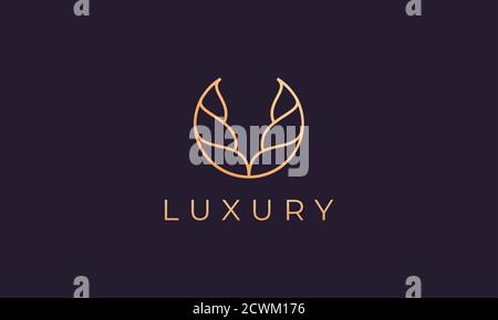 Goldene abstrakte Logovorlage mit luxuriösen und eleganten geschwungenen Formen Stock Vektor