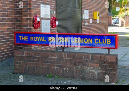 Das Schild vor einem geschlossenen Royal British Legion Club, Fratton, Portsmouth, UK Stockfoto