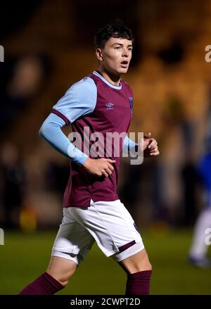 West Ham United's Alfie Lewis beim EFL Trophy Spiel im JobServe Community Stadium, Colchester. Stockfoto