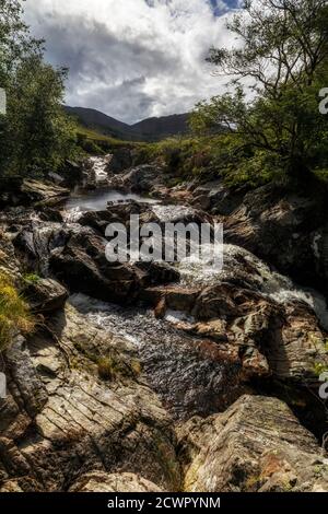 North Sannox Burn, North Glen Sannox, Isle of Arran, Schottland, Großbritannien. Stockfoto