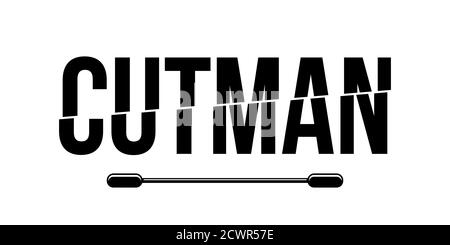 Cutman Wattestäbchen im Boxen abstrakte Illustration. Ein medizinischer schwarzer sauberer Wollstab, der bei Kämpfen für Wunden, Schnitte und Narben in Boxerringen verwendet wird Stock Vektor