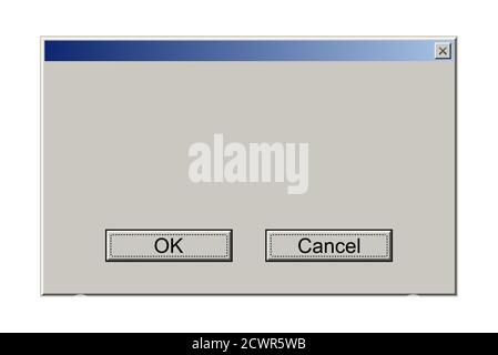Altes Computerfenster mit Fehlermeldung. Retro-pc-Schnittstelle mit Problem oder Glitch, vintage Web-Browser Alarm, Software-System-Bug. Bildschirmvektor 90s Stock Vektor