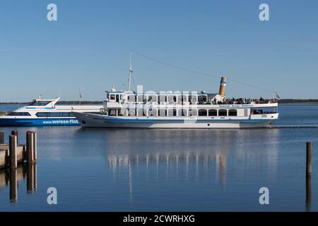 Ausflugsboot, Hiddensee, Rügen, Deutschland Stockfoto