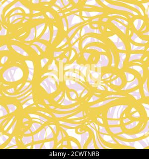 Lecker wirbelhaft modernes Nudelmuster. Nahtloses, unregelmäßiges, wirbeliges Linienmuster auf weißem Hintergrund. Mehrlagig. Geschmackvolles Vektor-Food-Design. Geeignet für moderne Produkte, Verpackungen, grafische Projekte, Lebensmittelverpackungen. Stock Vektor