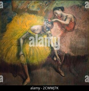 Deux Danseuses Jaunes et Rosen (Amarillo y Rosa), 1898, Degas, Edgar, Pastell Carbonilla y Grafito Sobre Papel, Museo Nacional de Bellas Artes (MNBA) Stockfoto